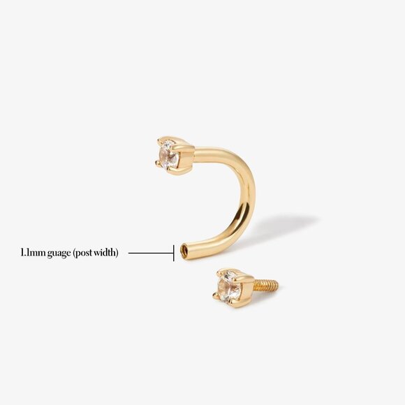 Adornmonde Frankie U Hoop Diamond Piercing -- 7mm - Picture 2 of 3